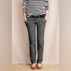 Lands End Khaki Chino Trouser Pants Grey Straight Fit 1